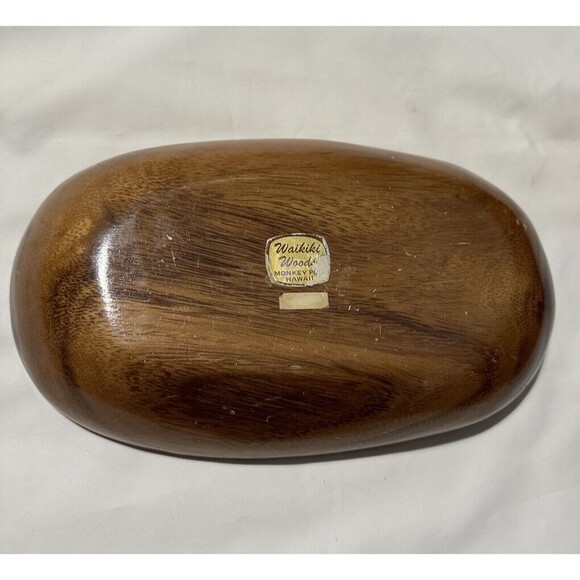 Waikiki Woods 3 Section Tray Monkey Pod Wood Made In Hawaii Vintage Retro Rare! - Picture 4 of 9